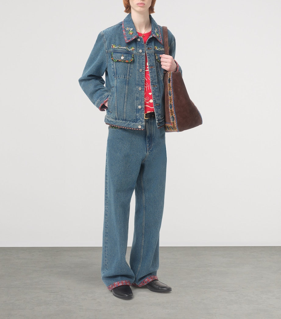 Valentino Blue Embellished Denim Jacket