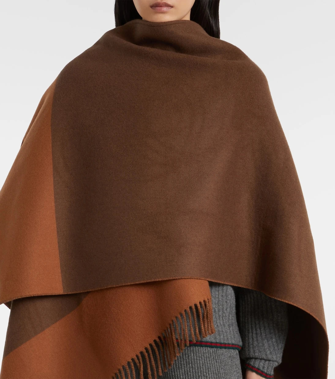 Gucci - Fringed wool and cashmere poncho