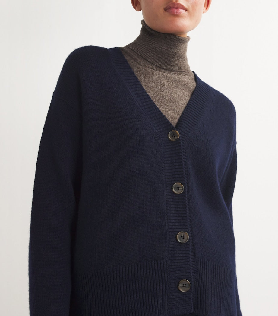 Navy Cashmere Boxy Cardigan
