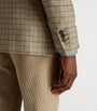 Beige Virgin Wool-Cashmere Tattersall Check Bourdon Blazer