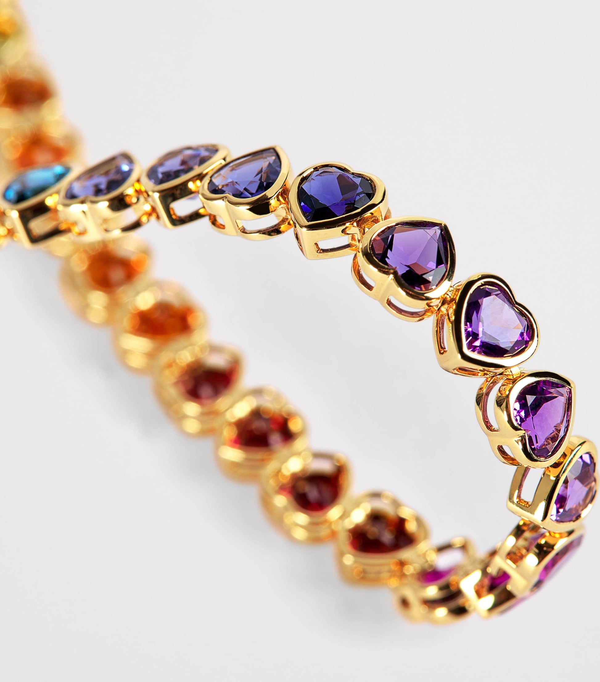 Yellow Gold and Multi-Gemstone I Heart Rainbow Bracelet
