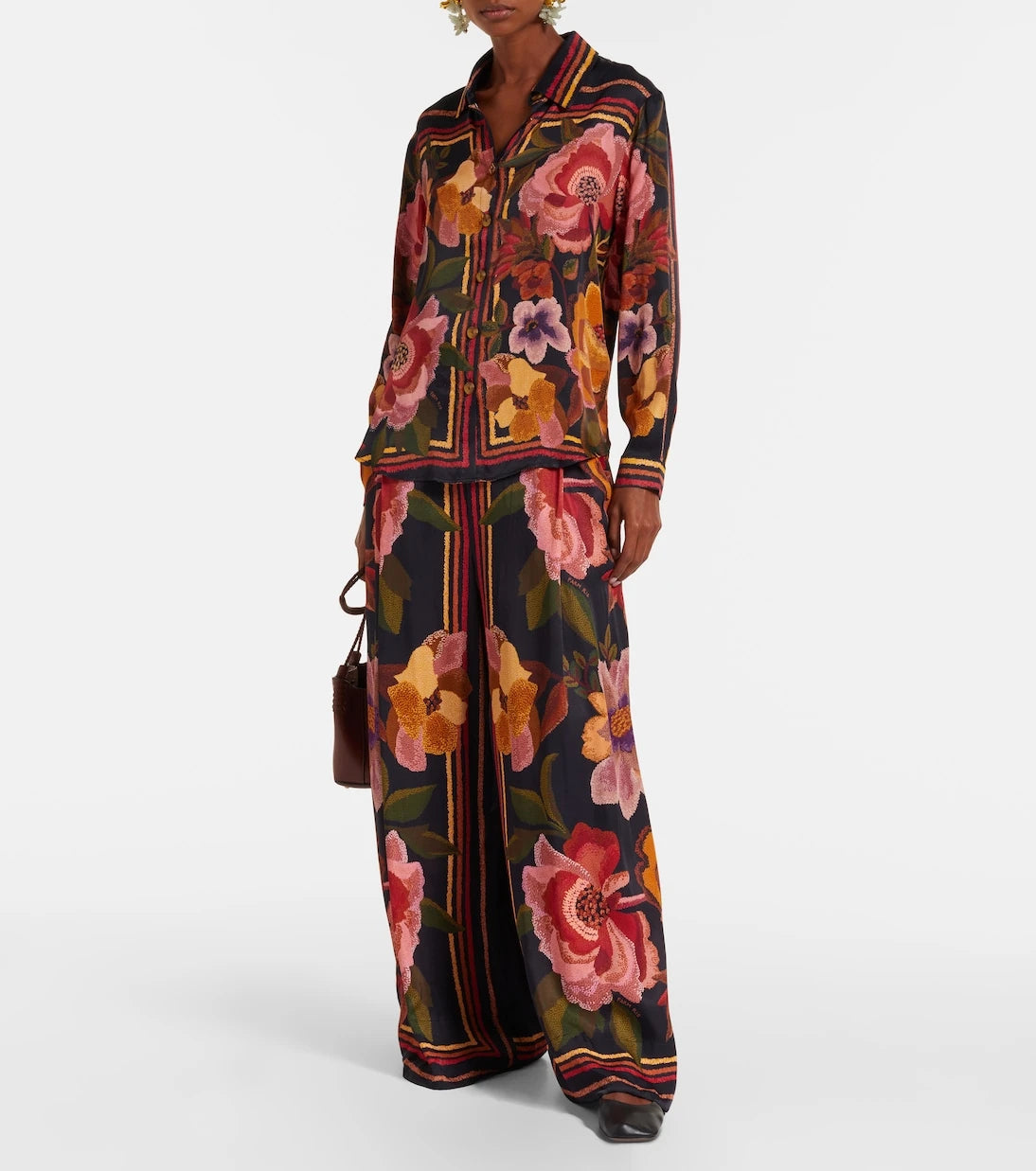 Farm Rio - Floral high-rise wide-leg pants