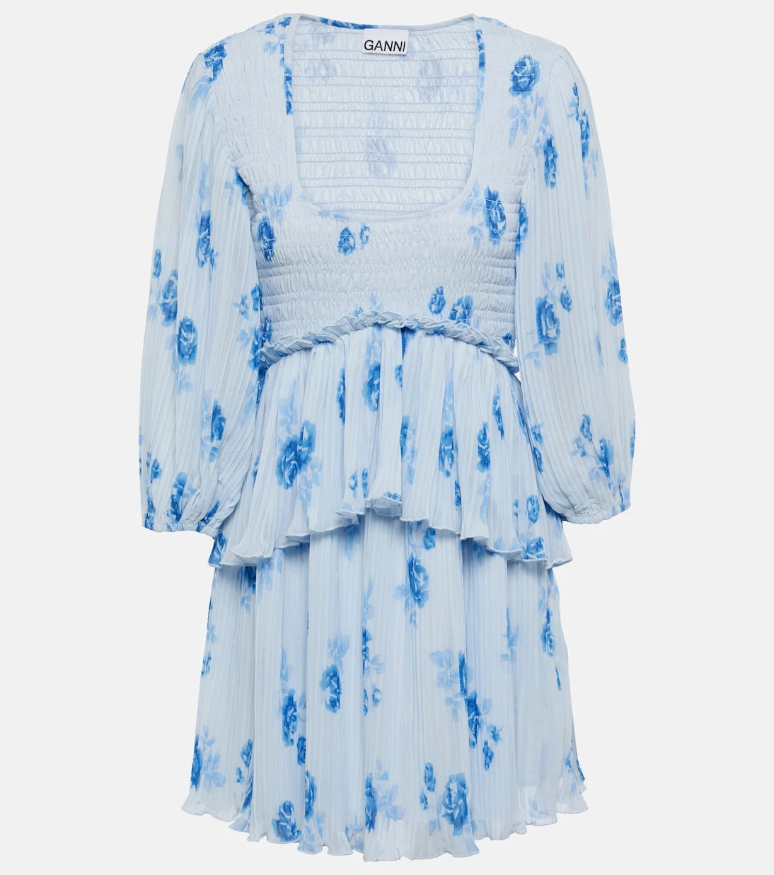 Ganni - Floral pleated georgette minidress