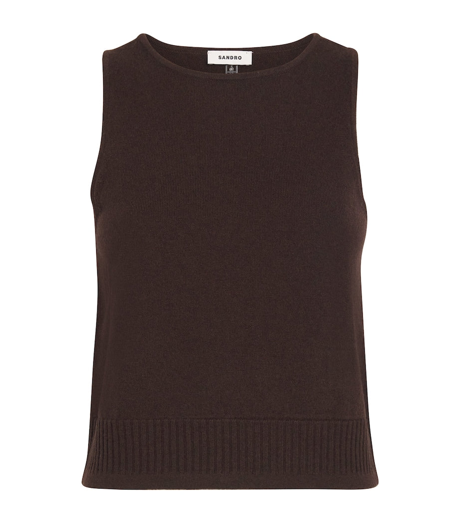 Brown Wool-Cashmere Tank Top