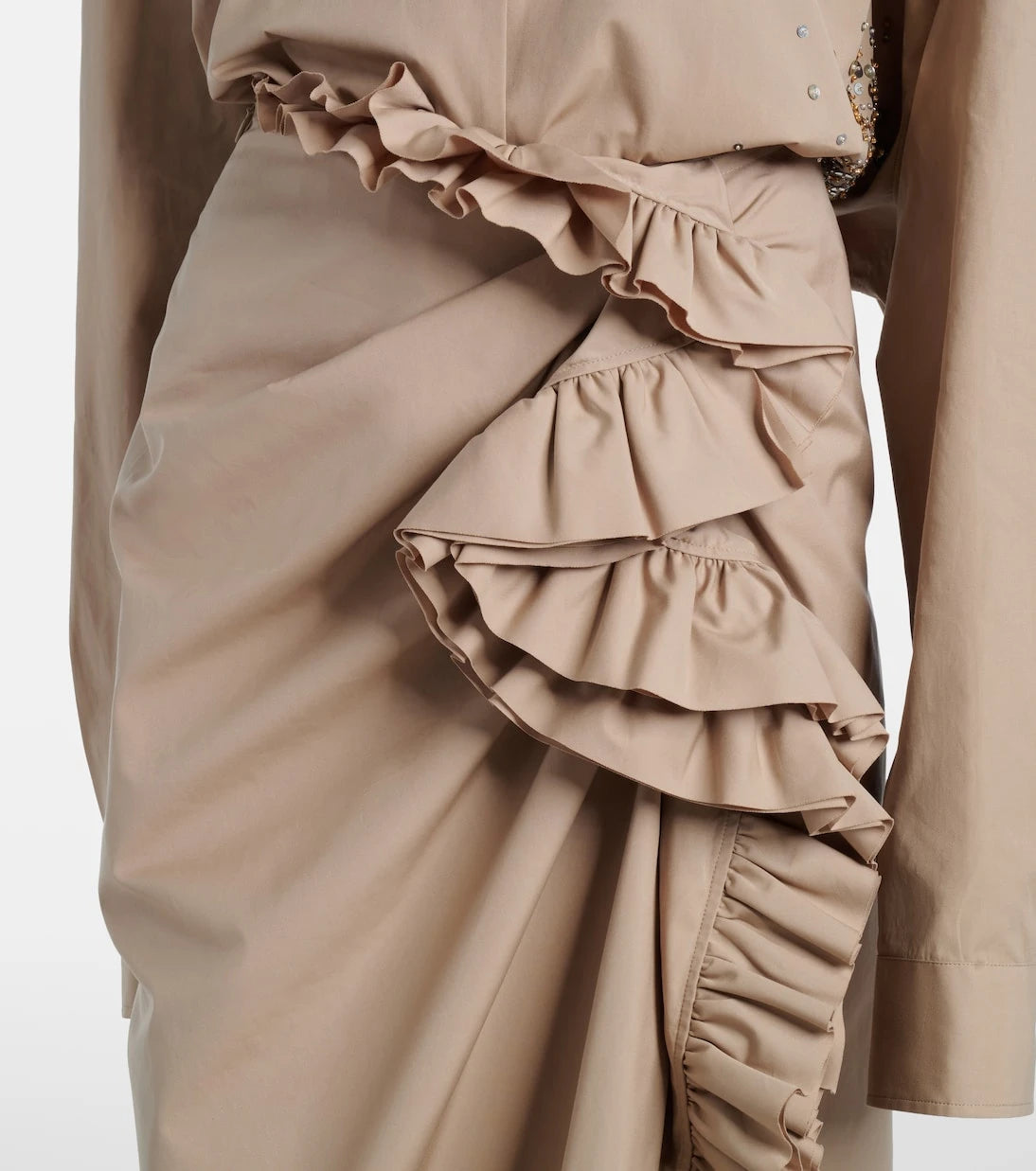 Dries Van Noten - Ruffled draped midi skirt