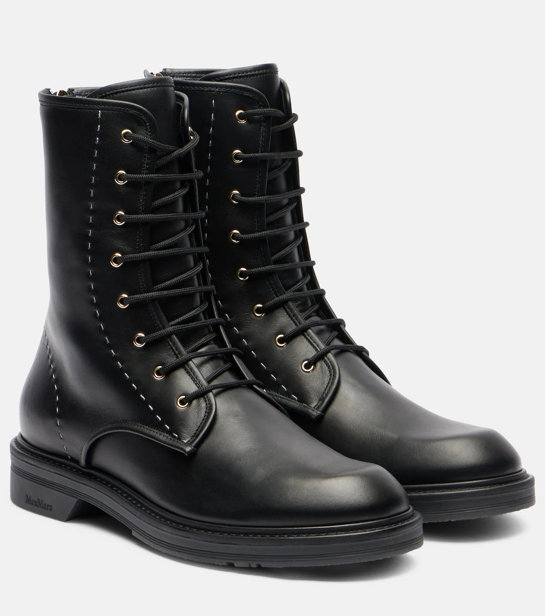 Max Mara - Urbancombat leather combat boots