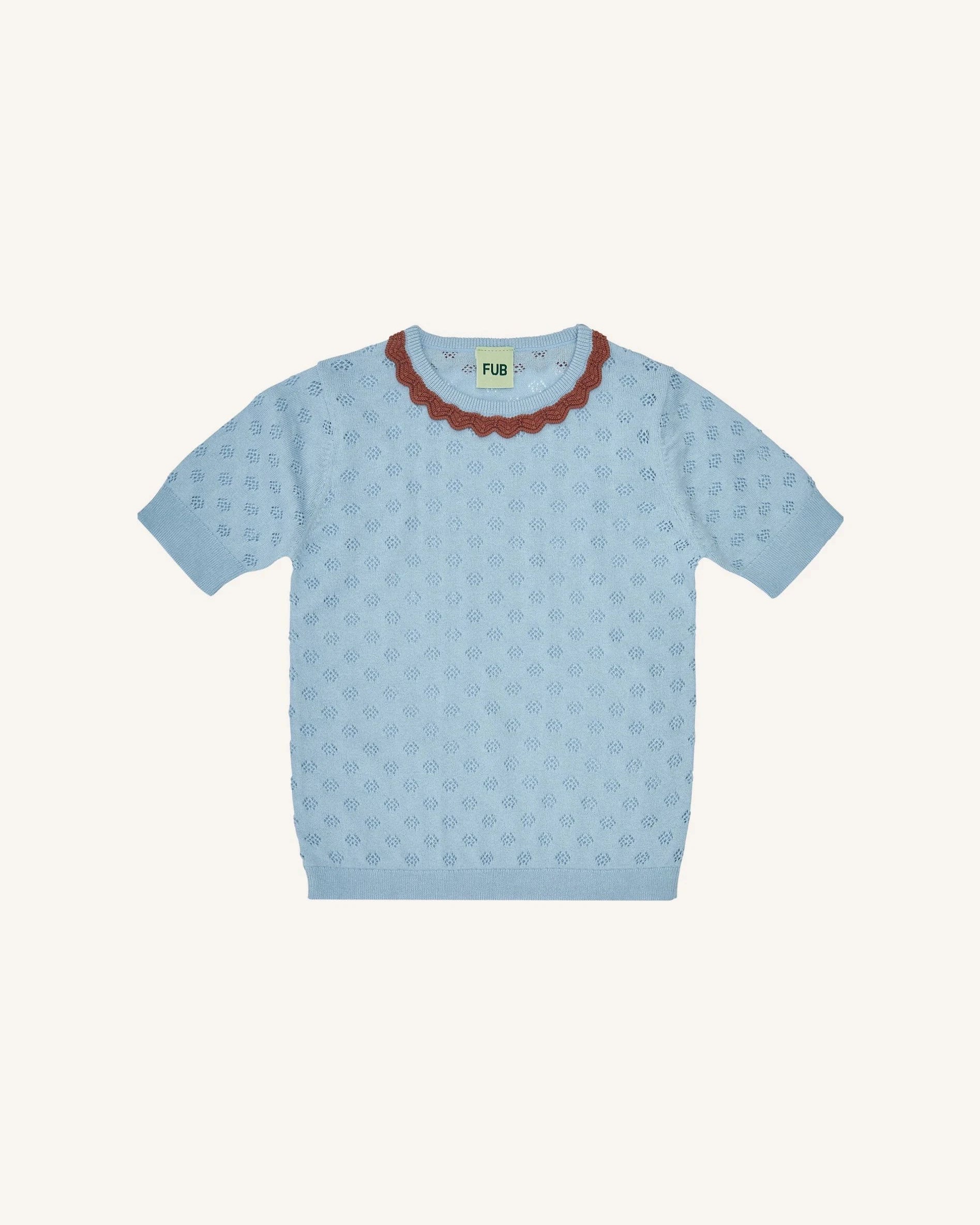 FUB - Organic Cotton Pointelle Sweater | Light Blue