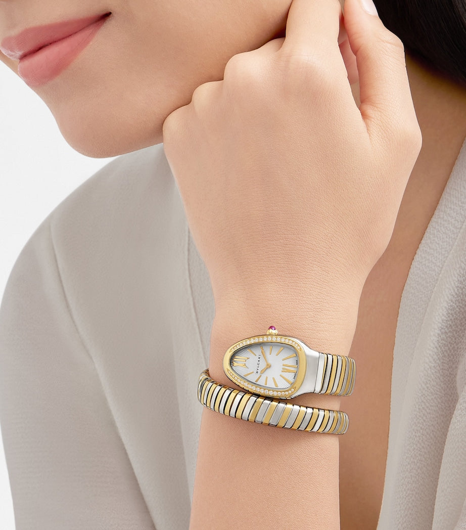 Bvlgari Stainless Steel and Yellow Gold Serpenti Tubogas Watch 35mm