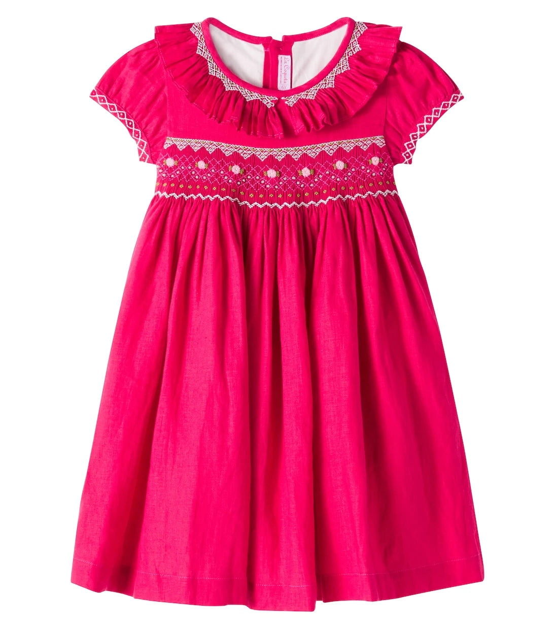La Coqueta - Embroidered smocked linen dress