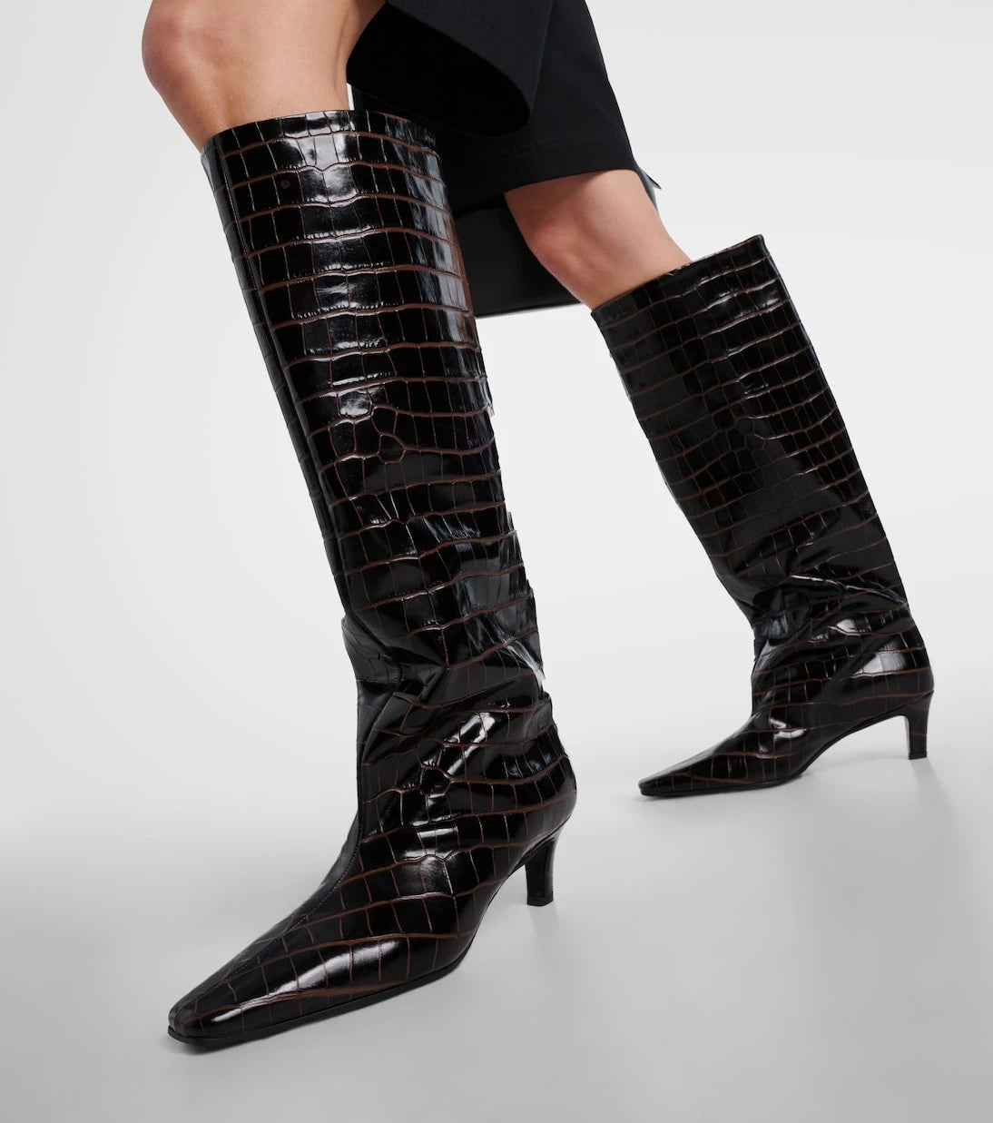 Toteme - Wide Shaft croc-effect leather knee-high boots