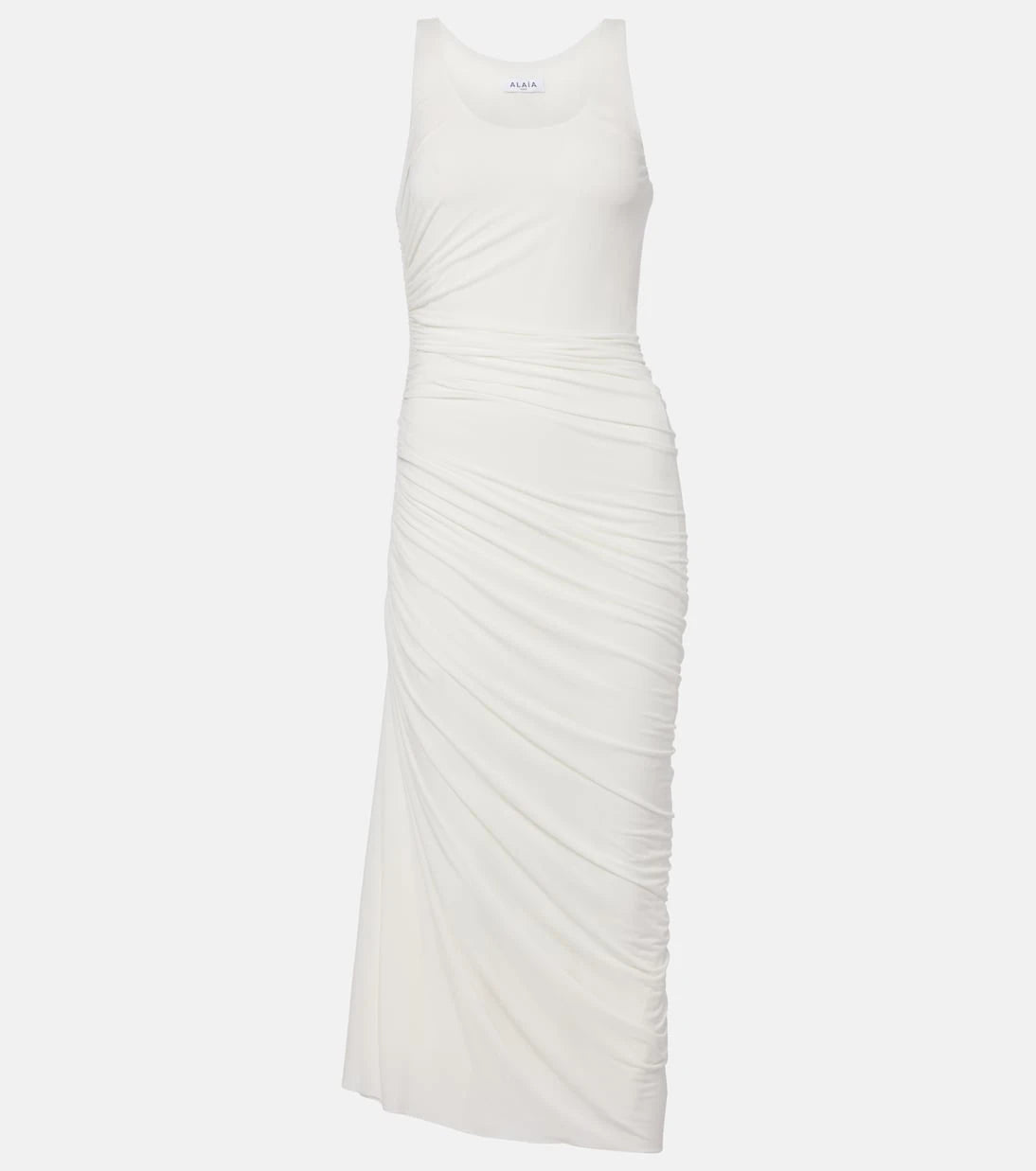 Alaïa - Asymmetric gathered jersey maxi dress