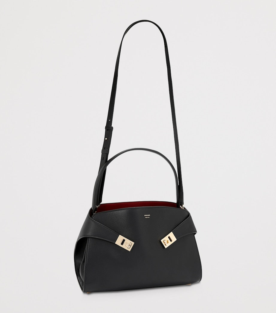 Salvatore Ferragamo Black Leather Hug Soft Shoulder Bag