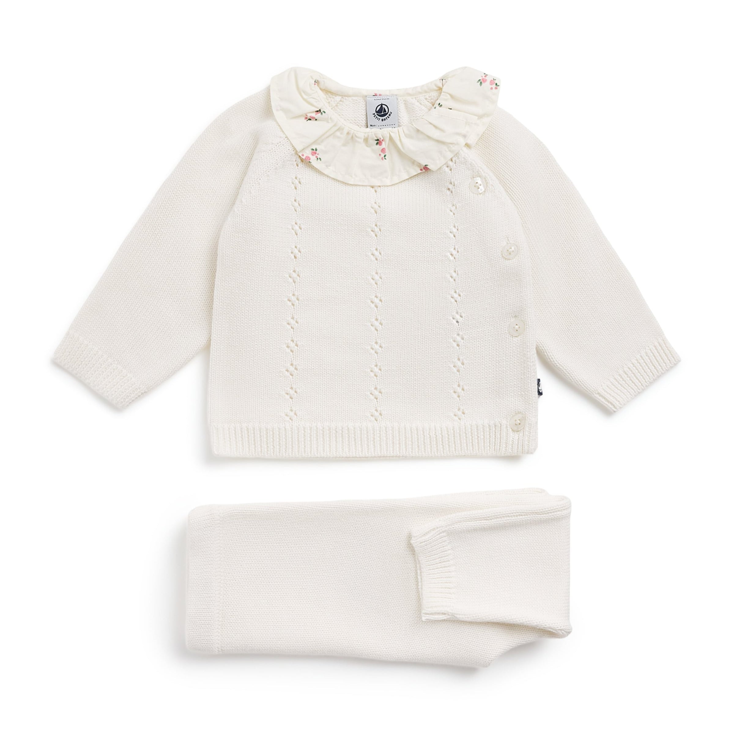 Cotton Cardigan and Trousers Set (1-18 Months) MARSHMALLOW
