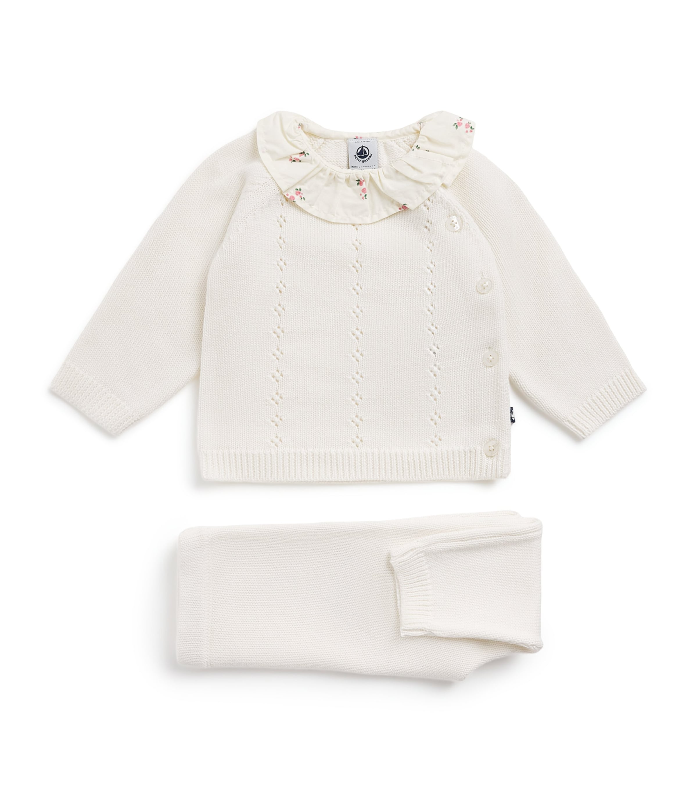 Cotton Cardigan and Trousers Set (1-18 Months) MARSHMALLOW