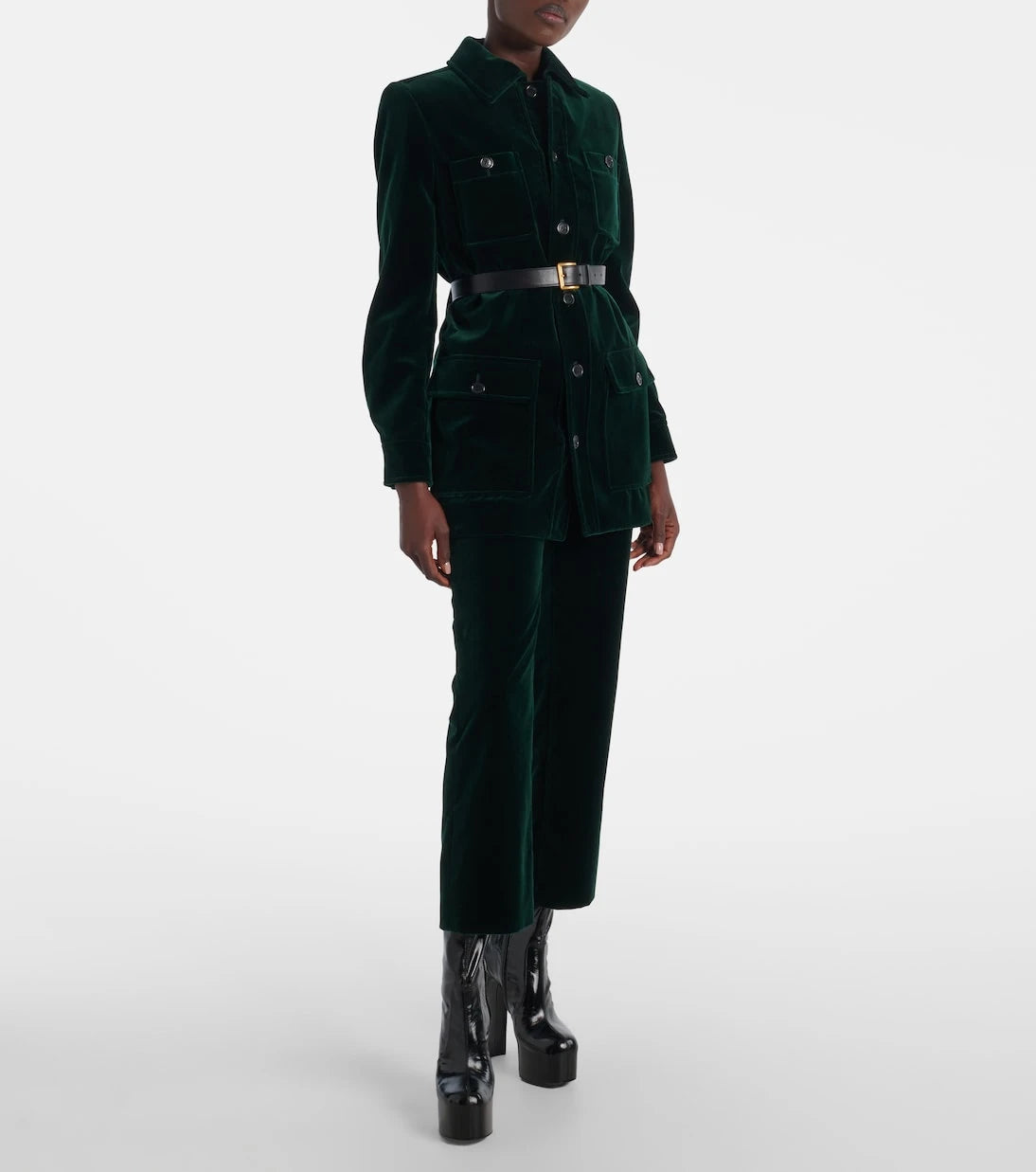 Saint Laurent - Cotton velvet straight pants