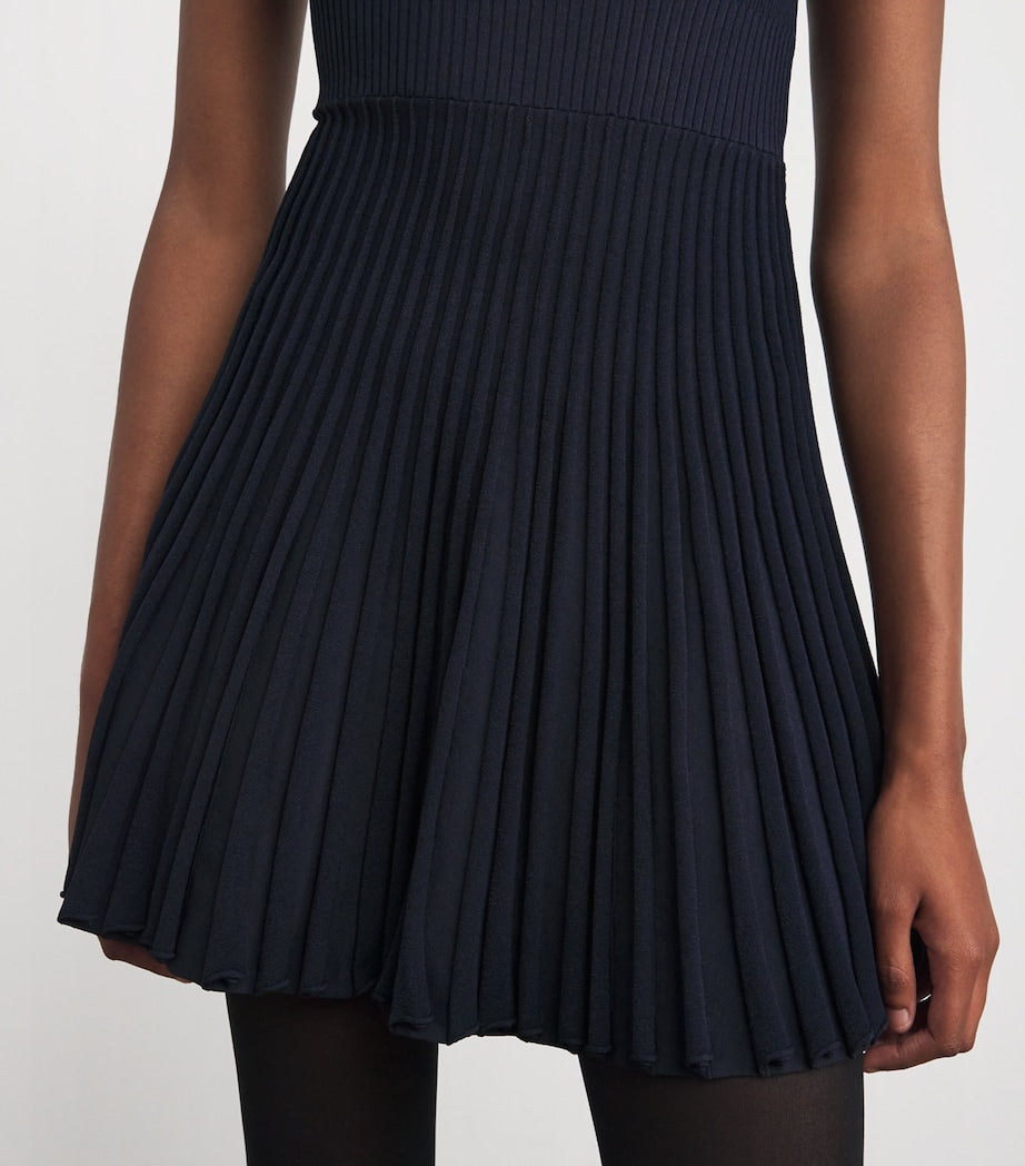 Sandro Paris Blue Rib-Knit Mini Dress