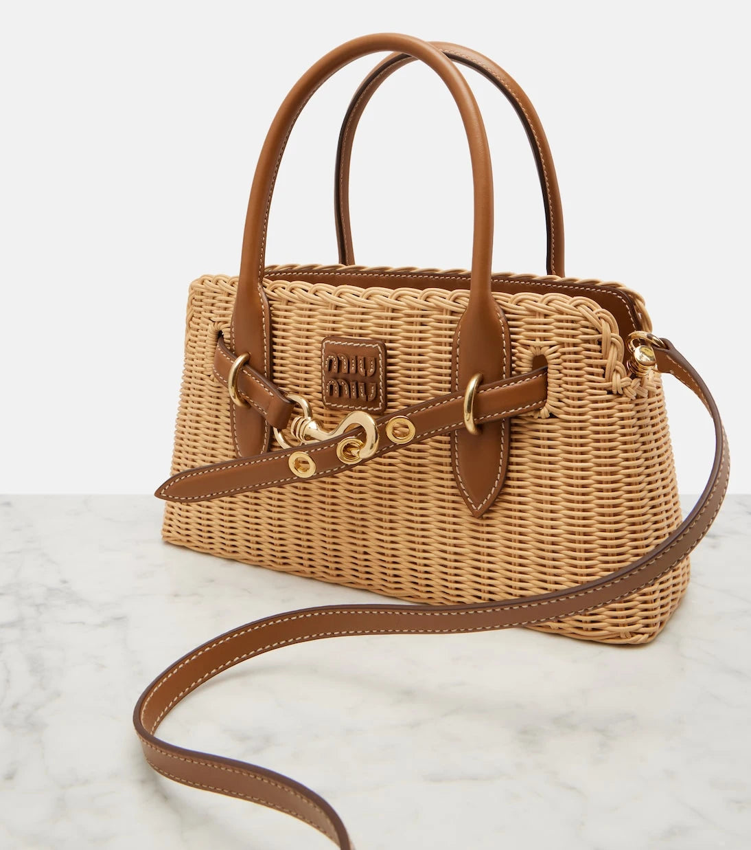 Miu Miu - Aventure wicker top-handle bag