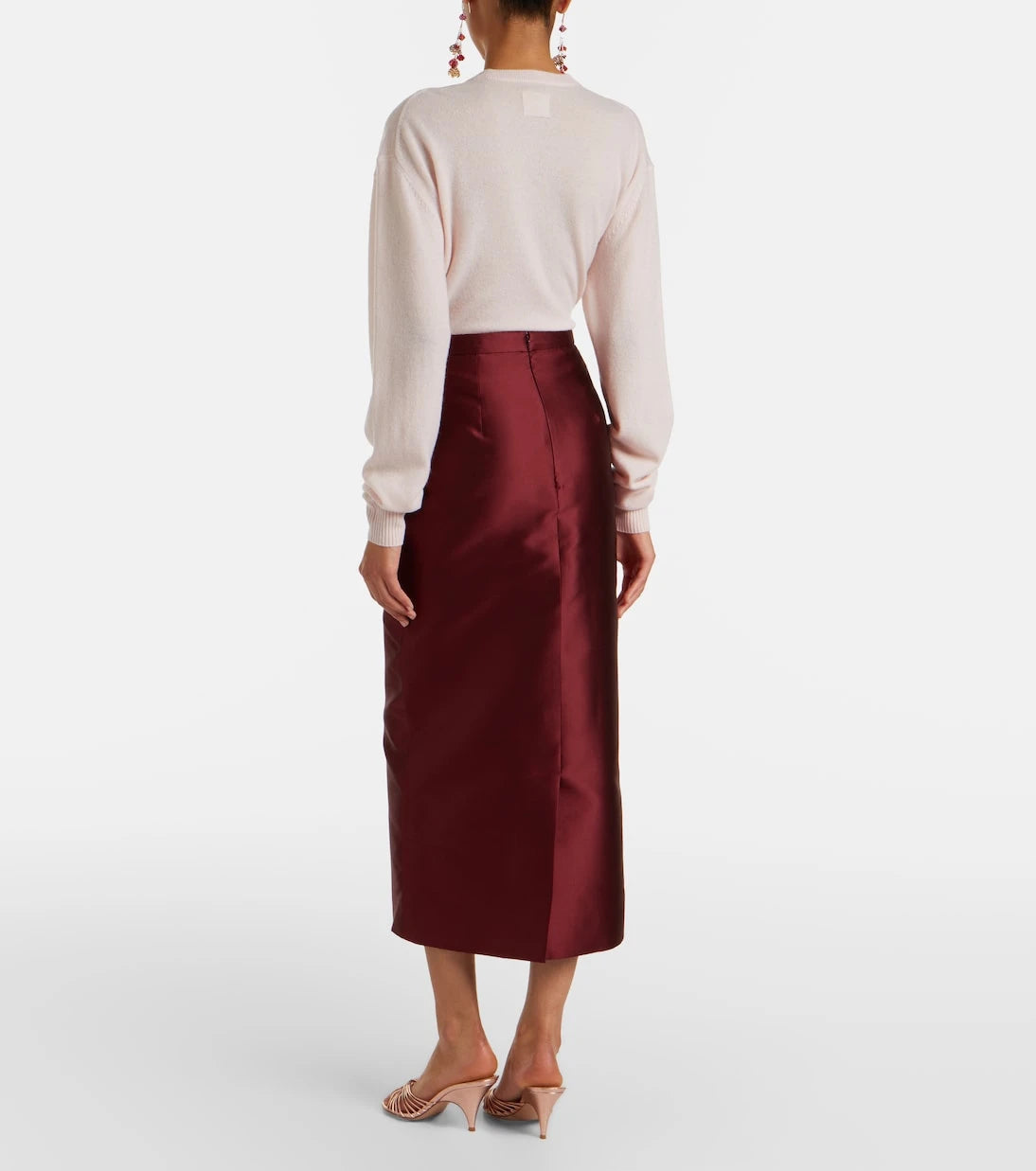 Erdem - Floral-appliqué satin slip skirt