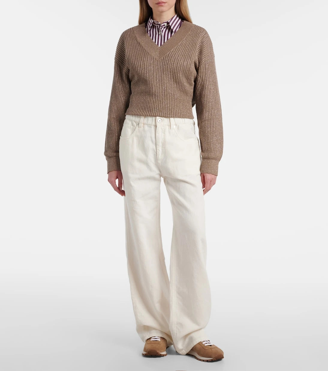 Brunello Cucinelli - Cotton and linen wide-leg pants
