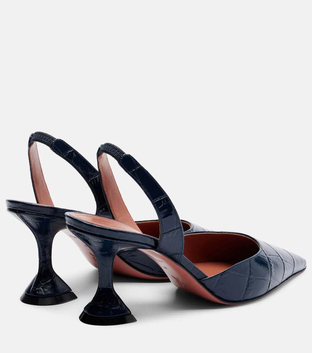 Amina Muaddi - Holli croc-effect leather slingback pumps