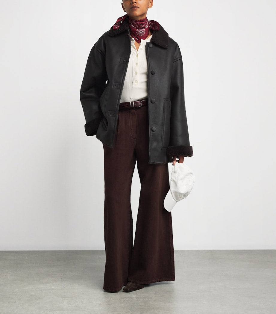 Brown Shearling-Lined Leather Jacket