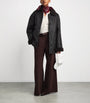 Sandro Paris Brown Shearling-Lined Leather Jacket