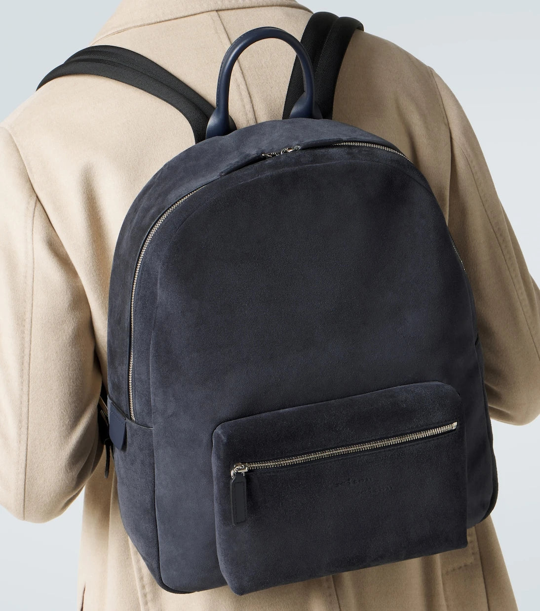 Kiton - Leather-trimmed suede backpack
