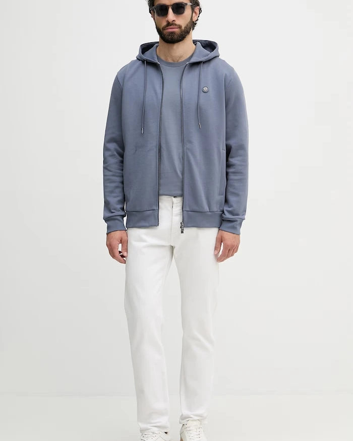 BOSS erkek pamuklu kapüşonlu ve fermuarlı sweatshirt C-Spence 01