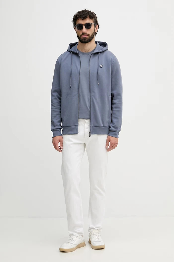 BOSS erkek pamuklu kapüşonlu ve fermuarlı sweatshirt C-Spence 01