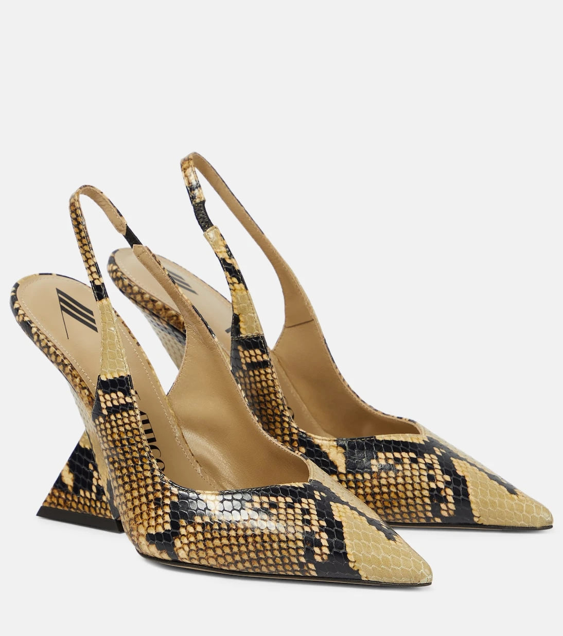 The Attico - Cheope snake-effect leather slingback pumps