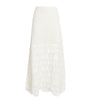 Maje White Cotton Crochet Maxi Skirt
