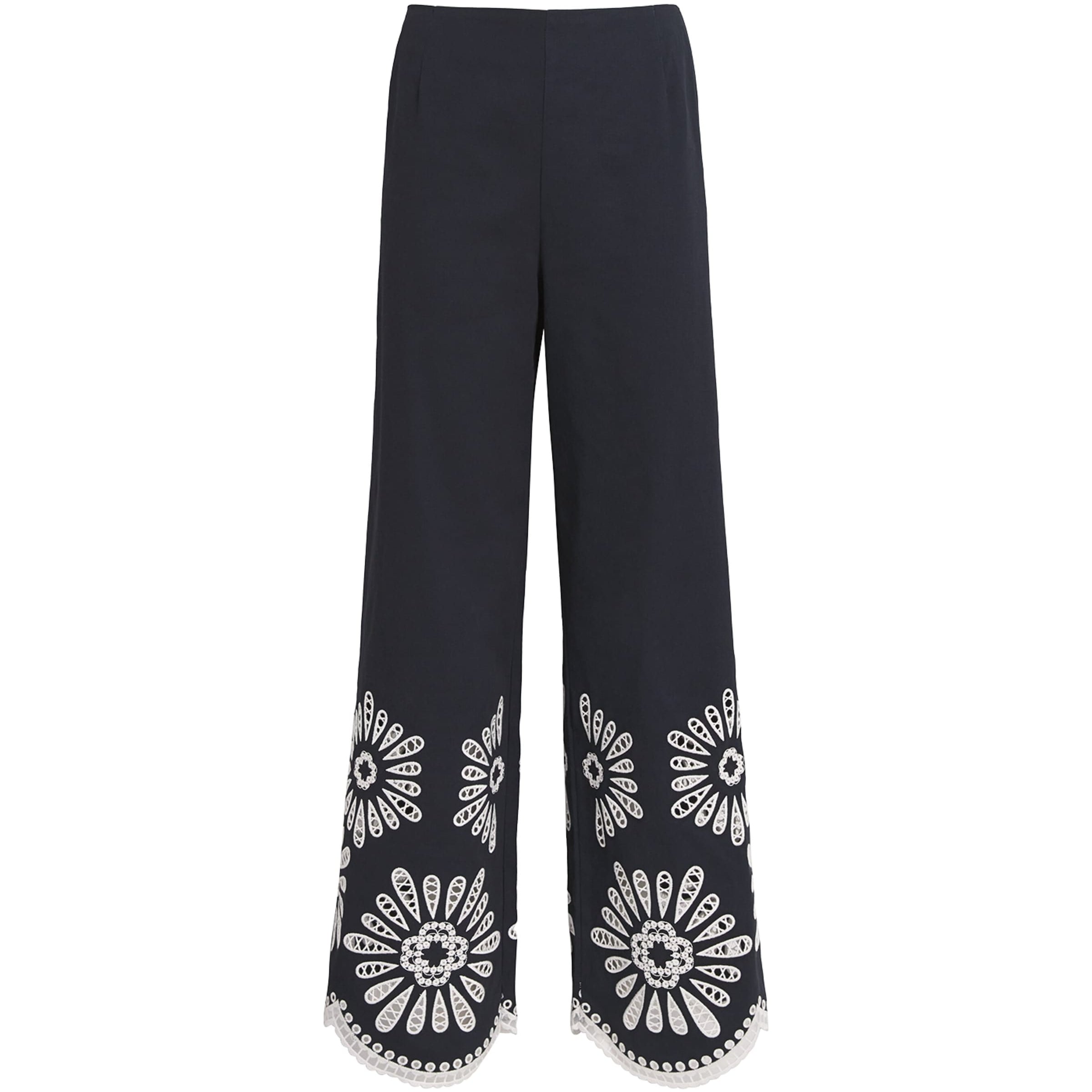 Embroidered Wide-Leg Trousers NAVY