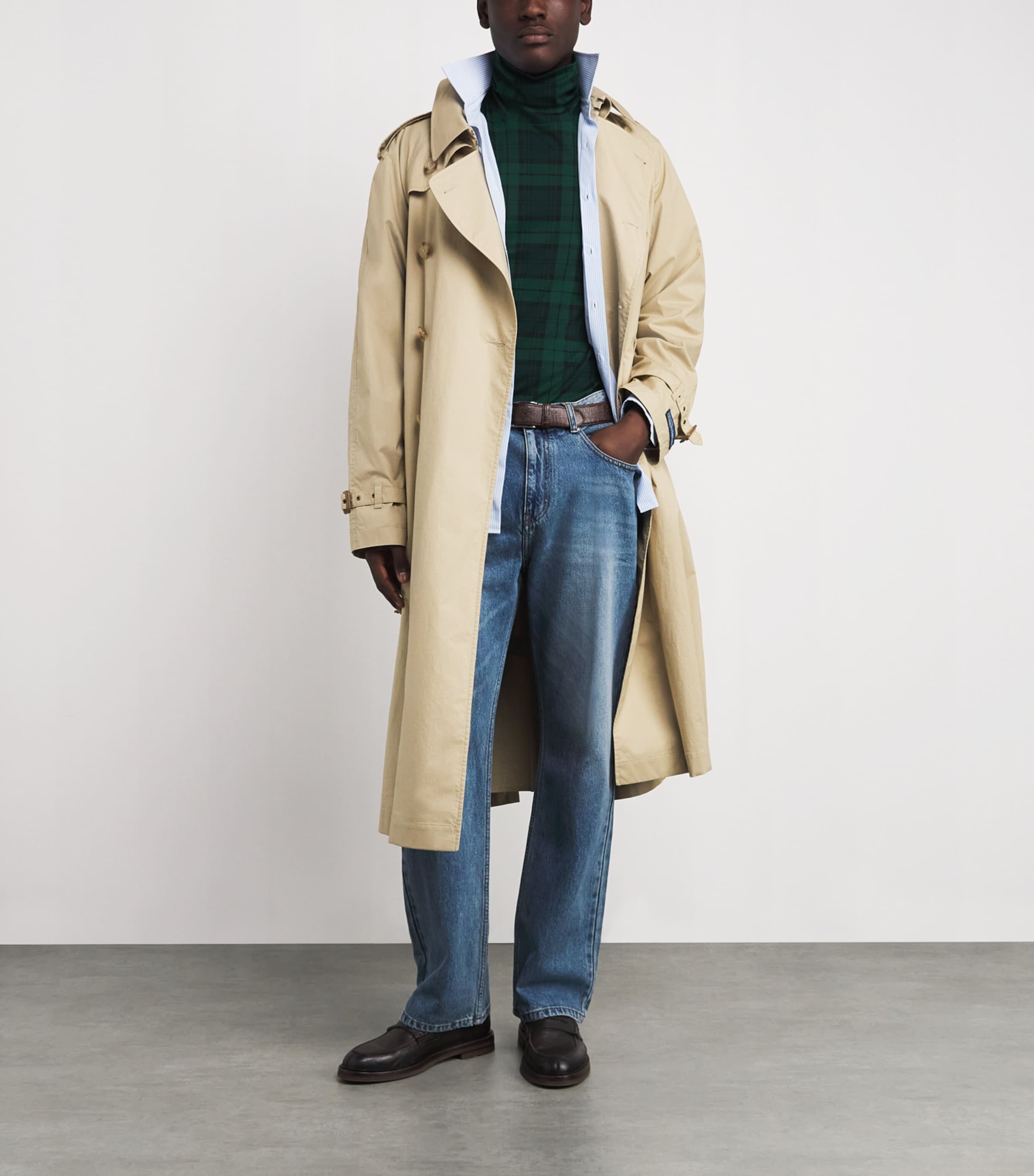 Cotton Plaid Rollneck Top