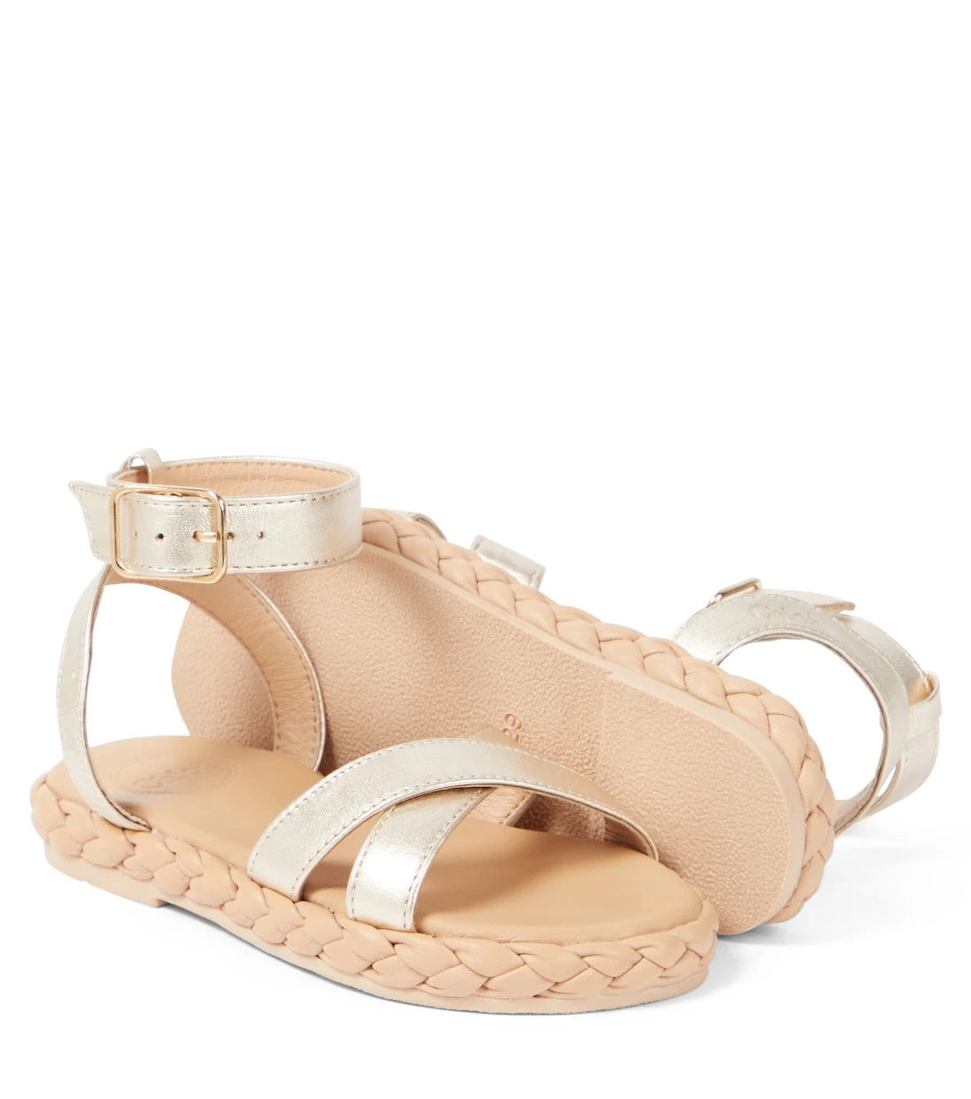 Chloé Kids - صنادل جلدية ميتاليك