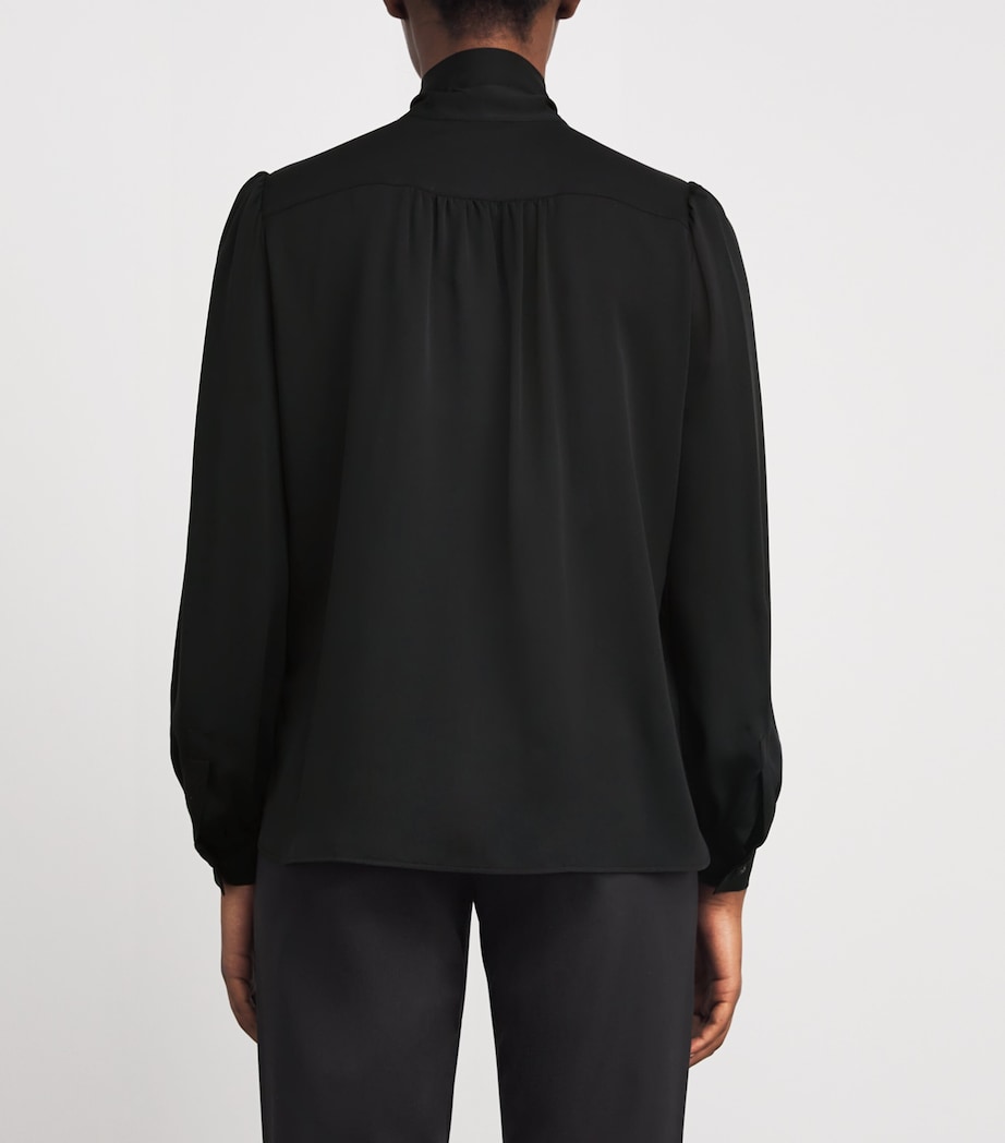 Black Silk Pussybow Blouse