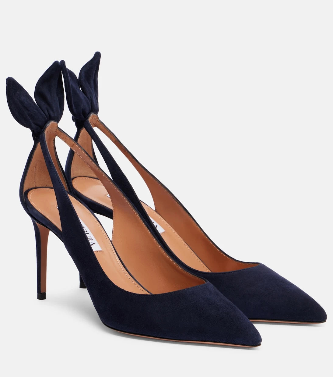 Aquazzura - Bow Tie 85 suede pumps