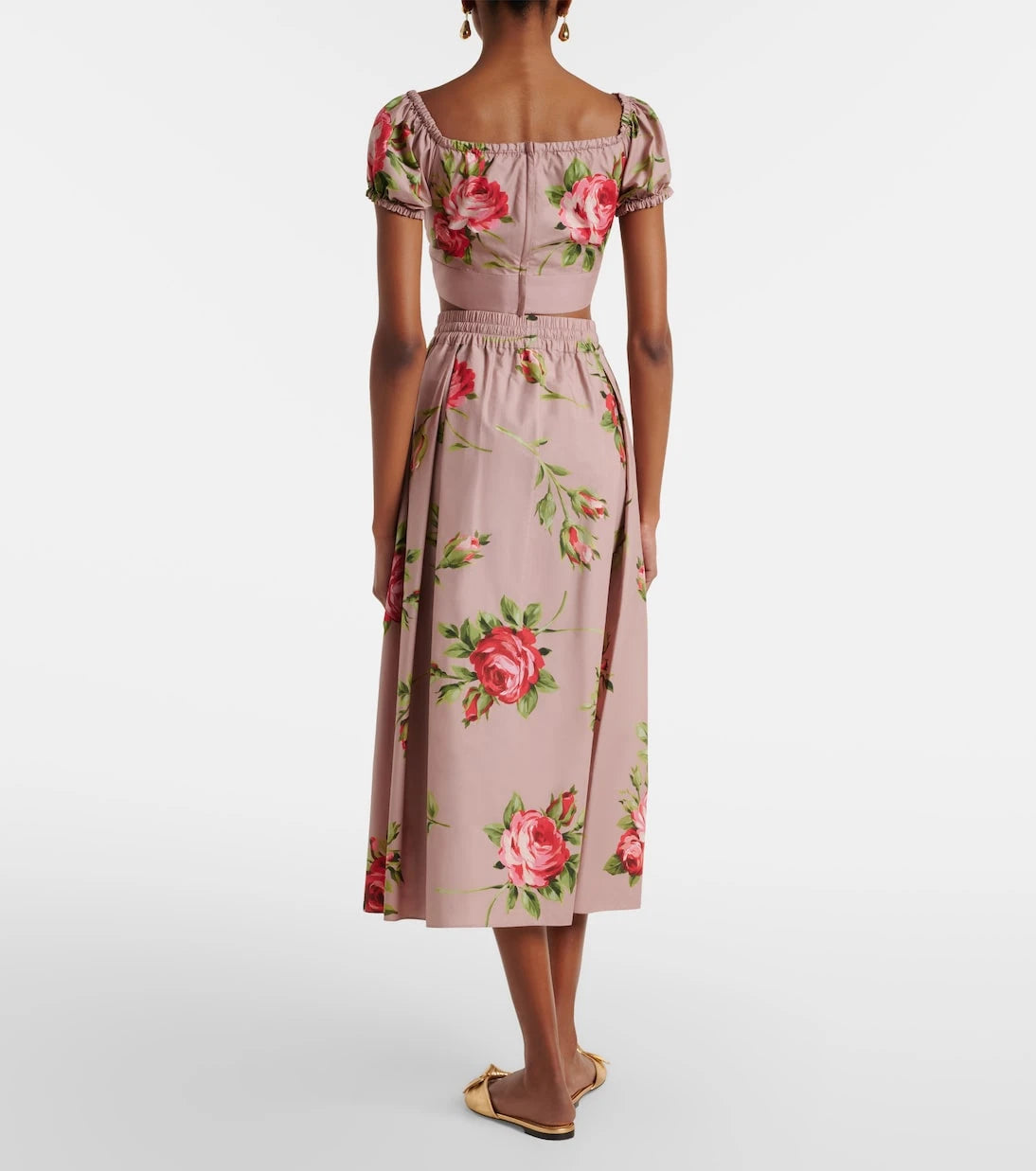 Dolce&Gabbana - Floral pleated cotton midi skirt