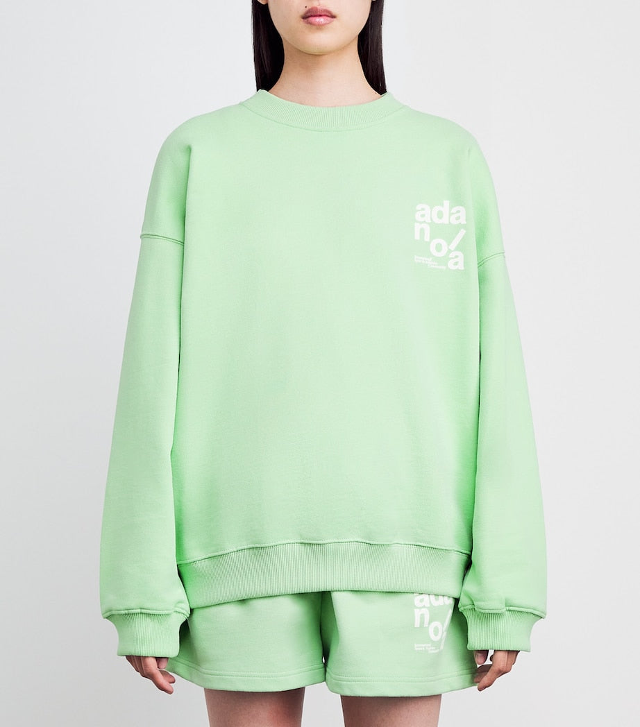 Green Cotton Logo Sweatshirt