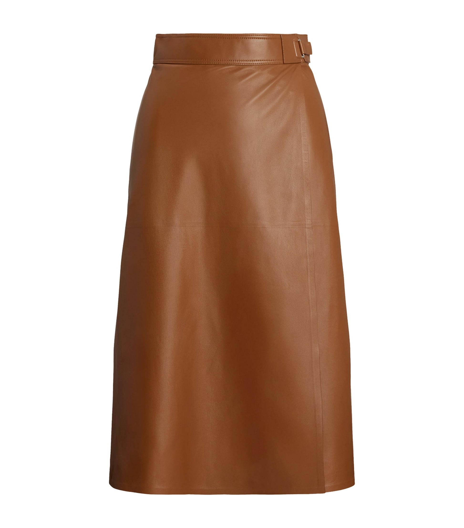 Ralph Lauren Collection Beige Lambskin A-Line Midi Skirt