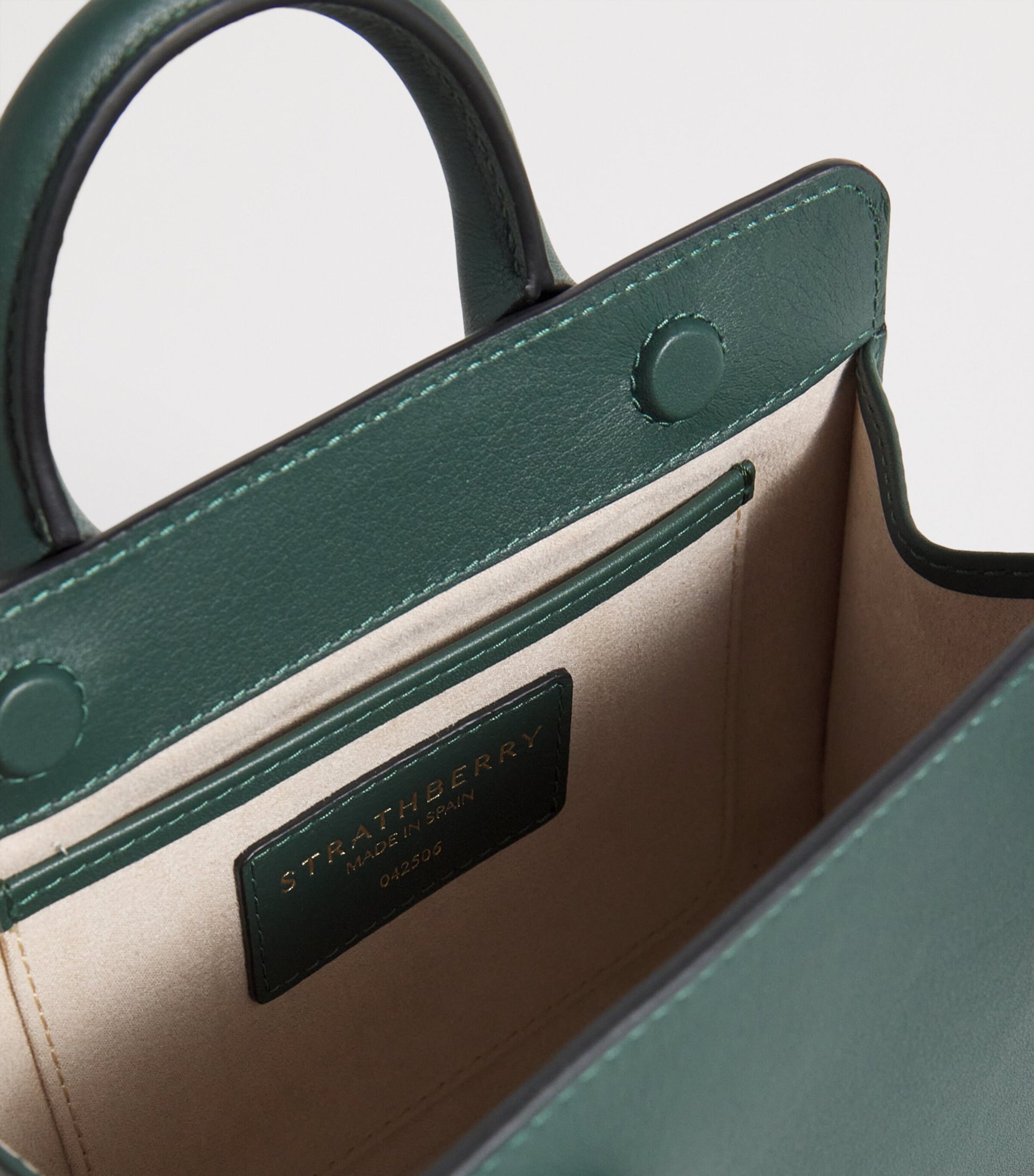 Strathberry Green Leather Nano Tote Bag