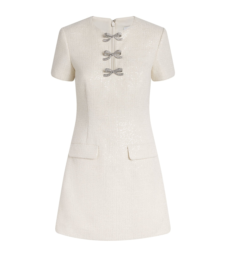 Self-Portrait Sequin Bouclé Bow Midi Dress