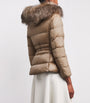 Moncler Beige Shearling-Trim Boed Puffer Jacket