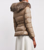 Moncler Beige Shearling-Trim Boed Puffer Jacket
