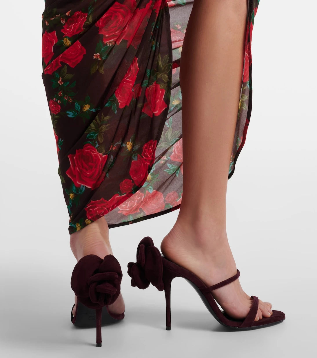 Magda Butrym - Floral-appliqué suede mules