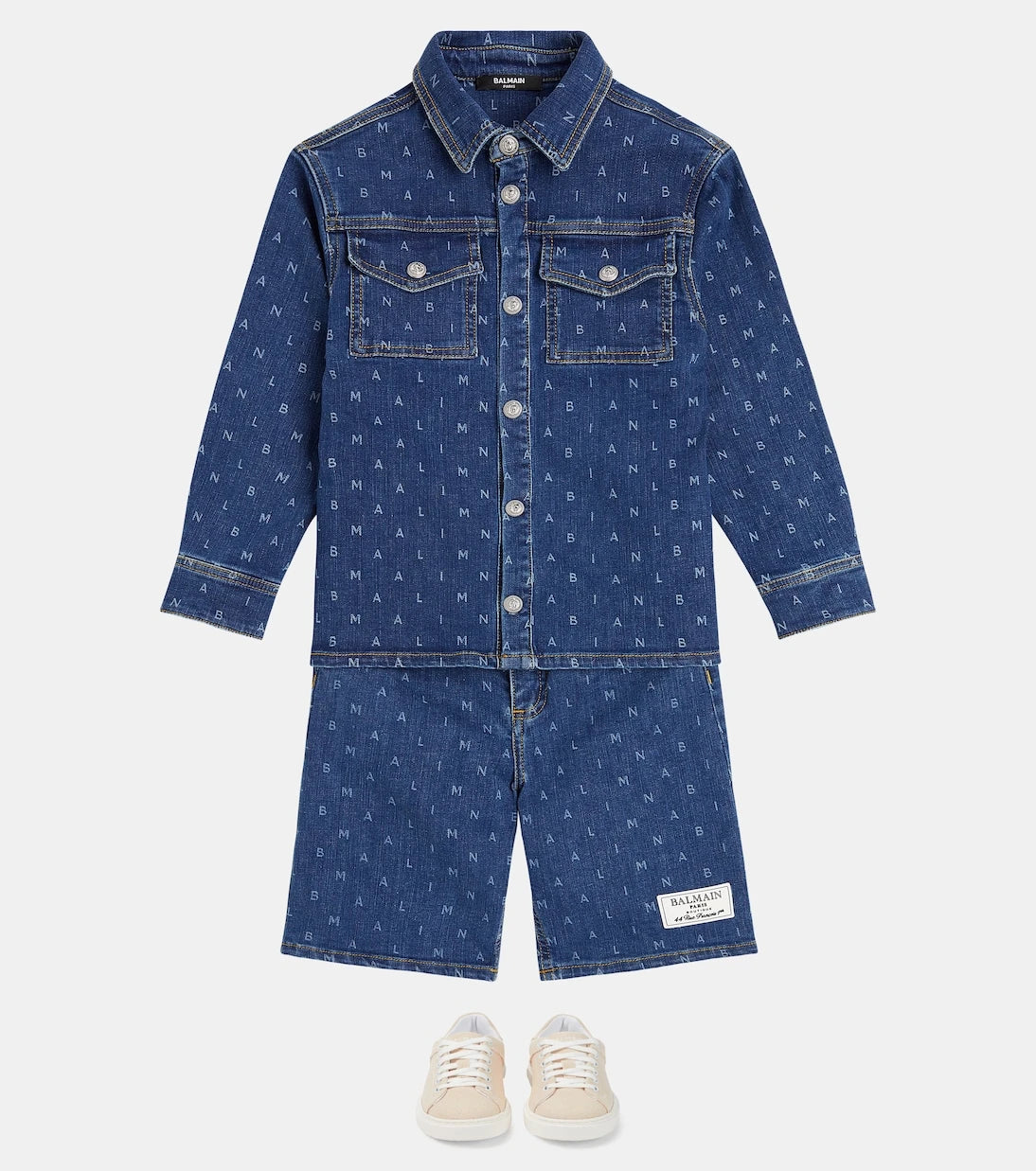 Balmain Kids - قميص دينم بالشعار