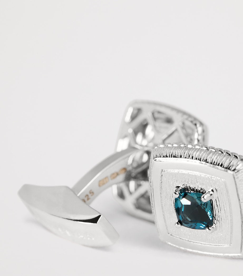 Sterling Silver and Topaz Graffiato Cufflinks