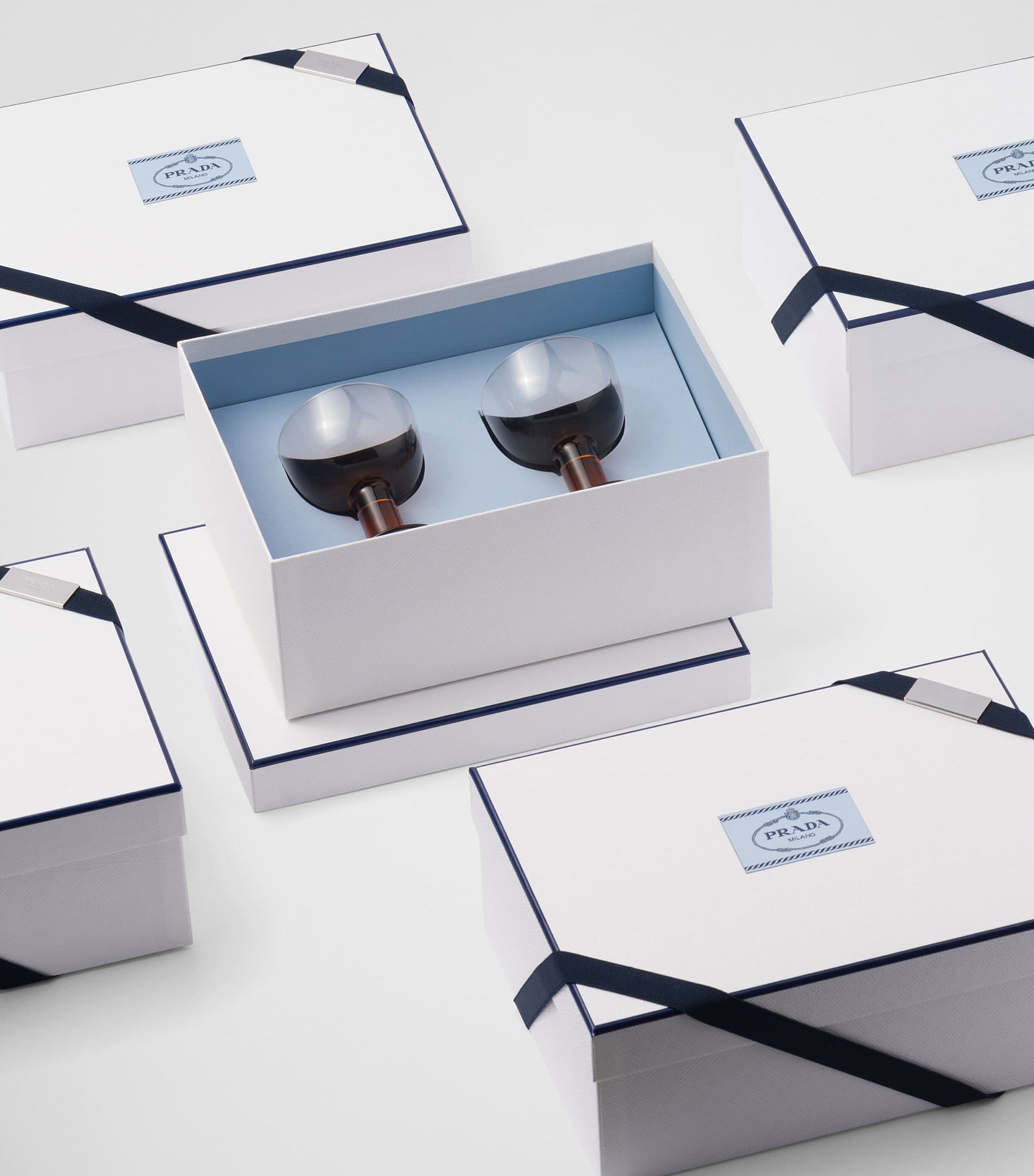 Prada Set of 2 Plinth Red Wine Glasses