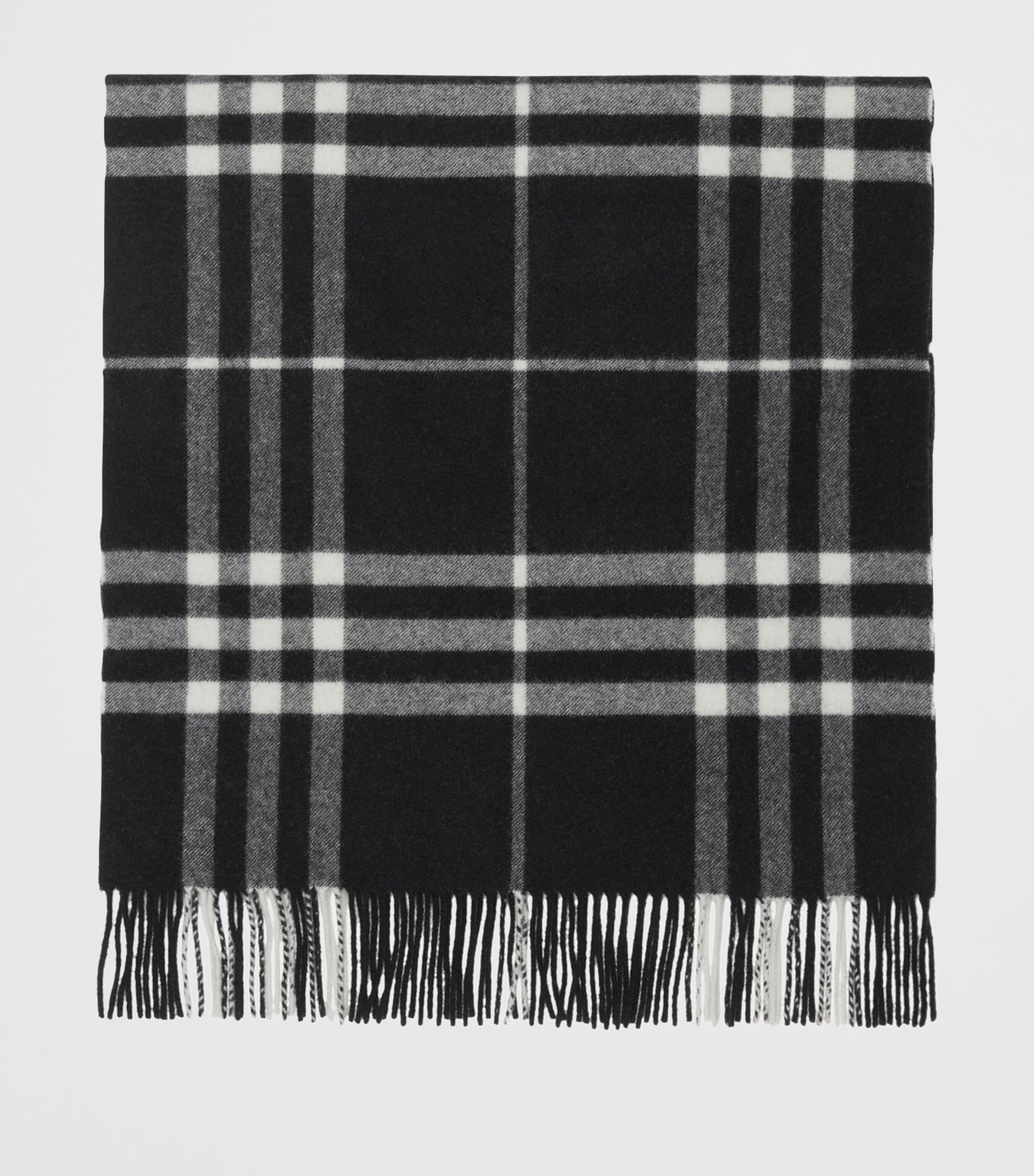 Black Cashmere Wide Check Scarf