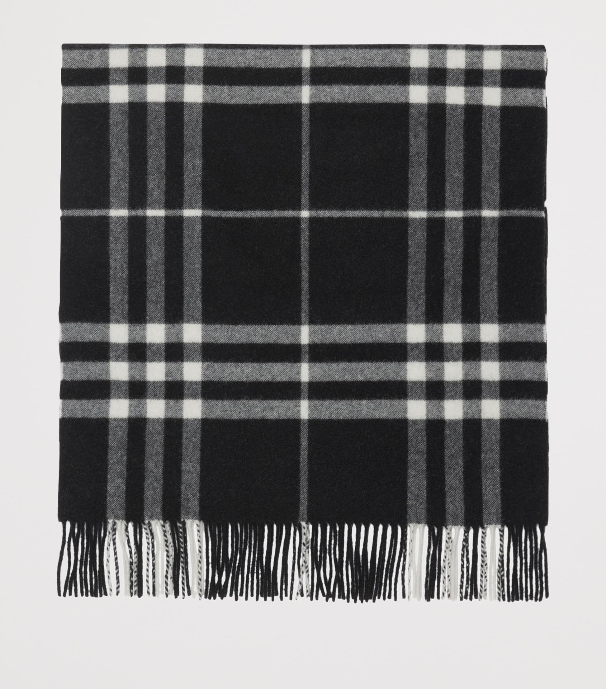 Black Cashmere Wide Check Scarf