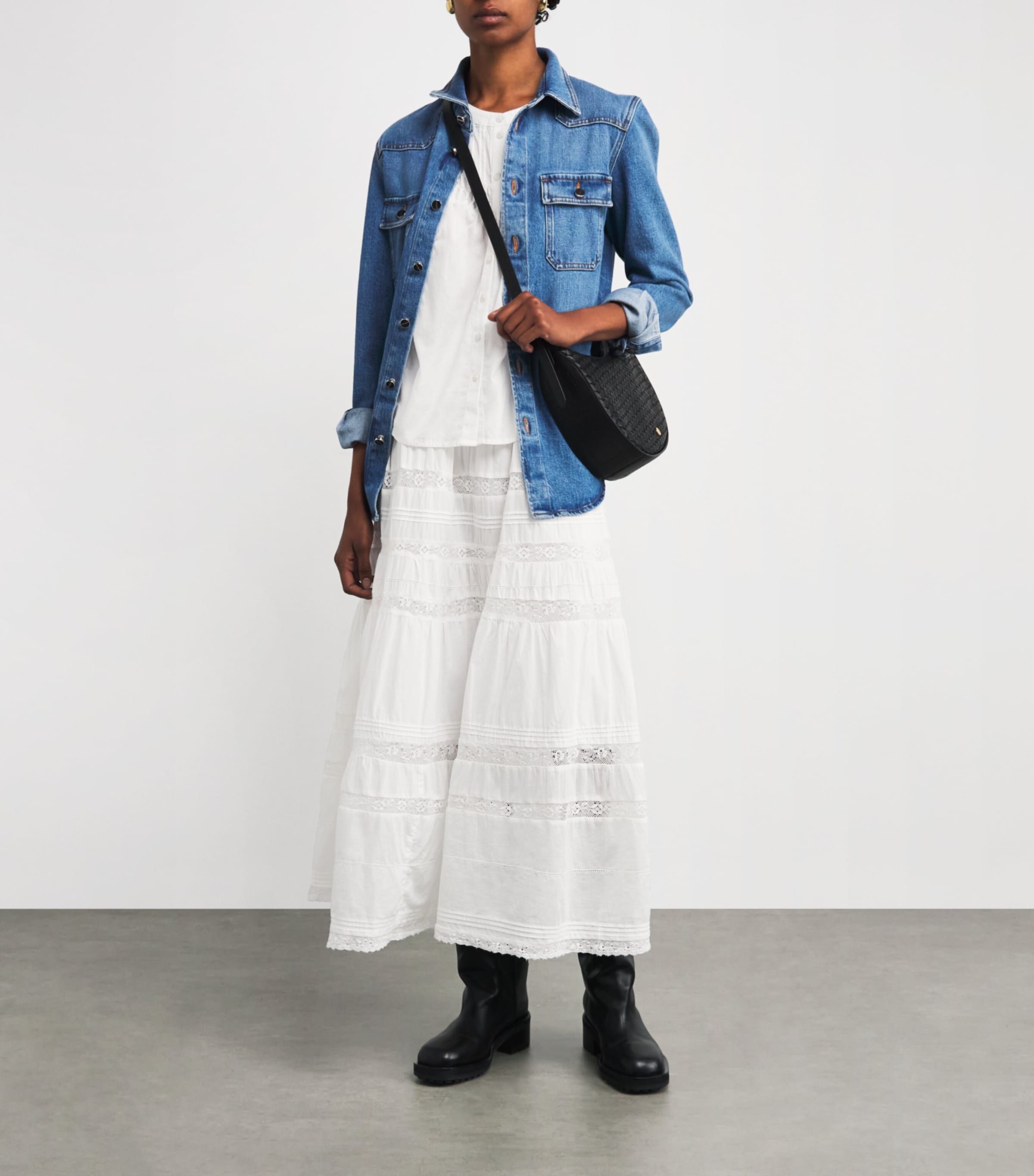 White Cotton Rivoli Maxi Skirt